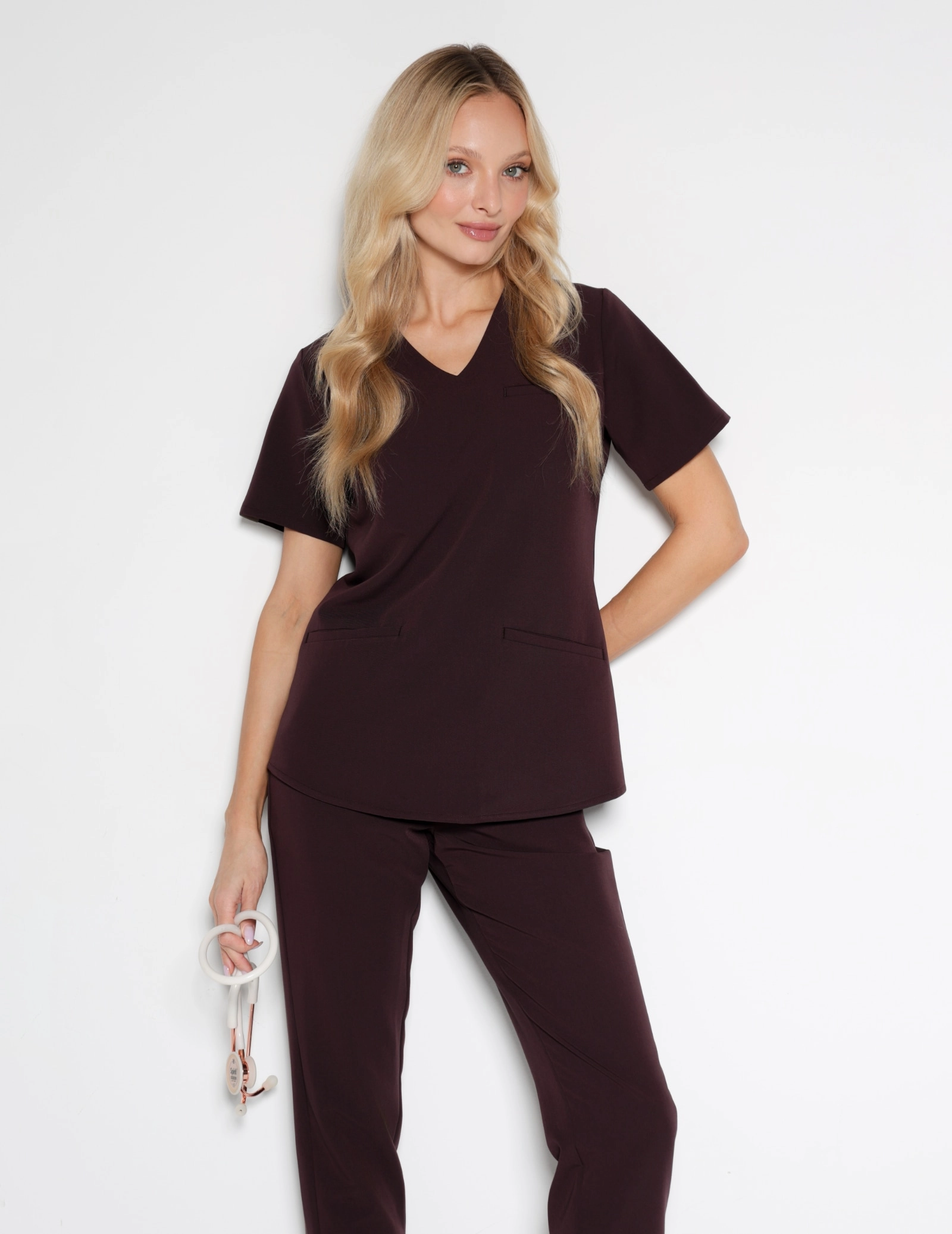 Medical Scrub Top Grace - DARK CHOCOLATE