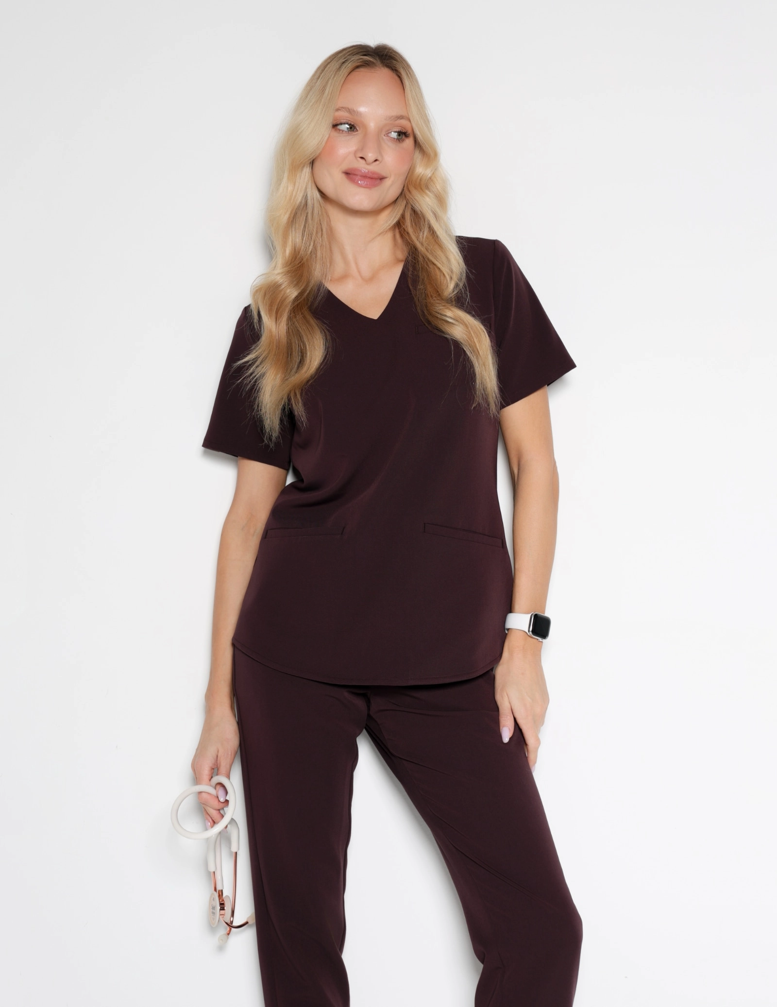 Medical Scrub Top Grace - DARK CHOCOLATE