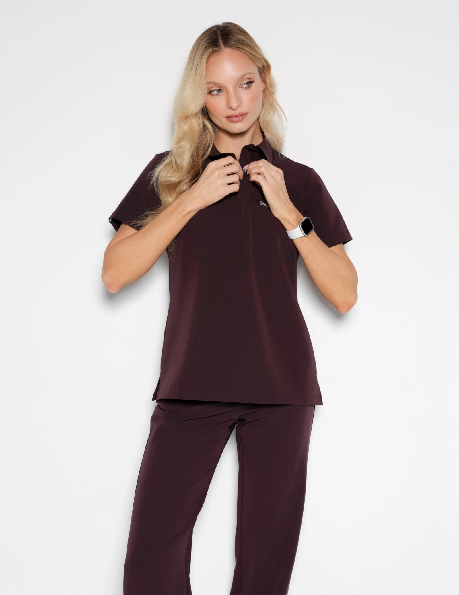 Medical Scrub Top Polo - DARK CHOCOLATE