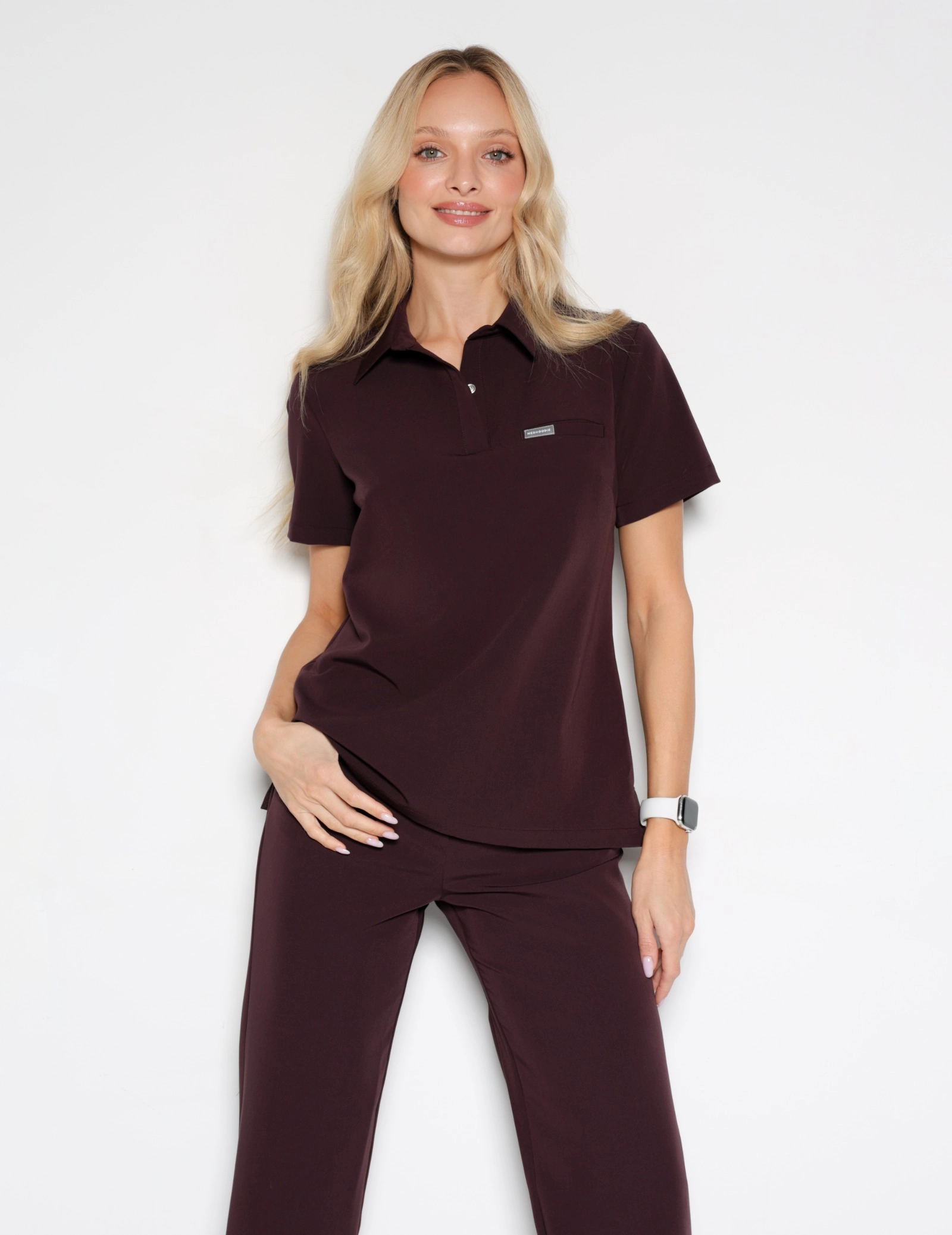 Medical Scrub Top Polo - DARK CHOCOLATE