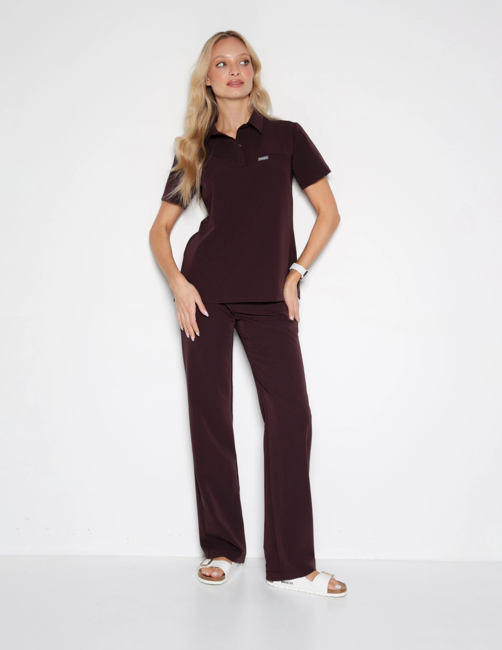 Medical Scrub Top Polo - DARK CHOCOLATE