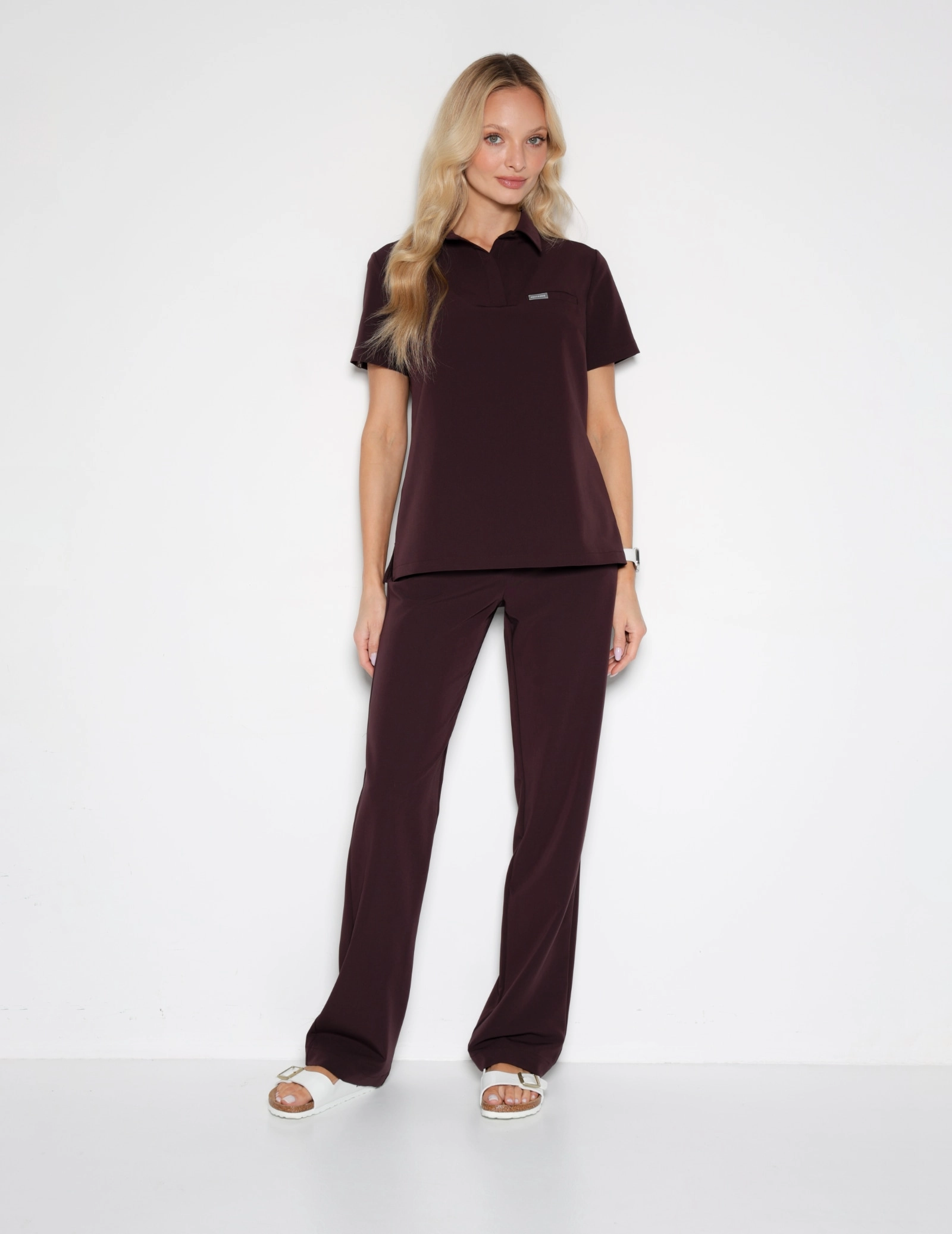 Medical Scrub Top Polo - DARK CHOCOLATE