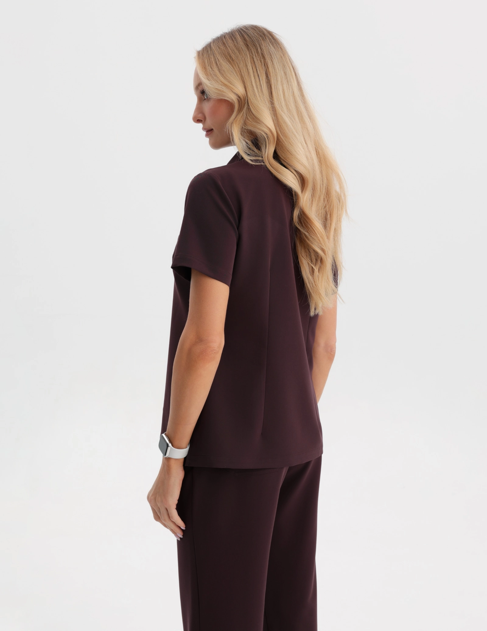 Medical Scrub Top Polo - DARK CHOCOLATE