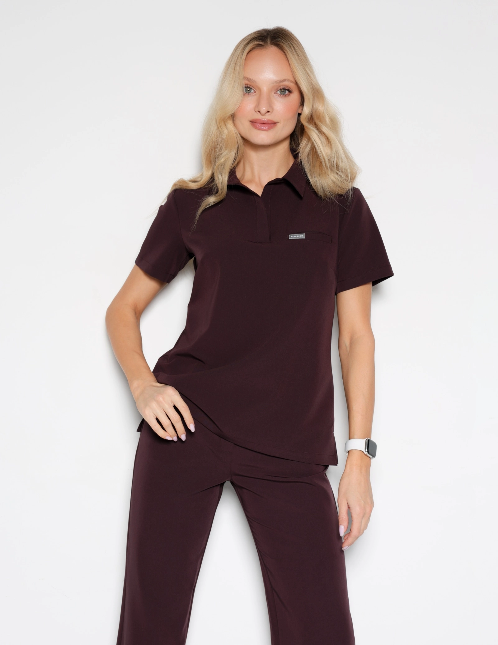 Medical Scrub Top Polo - DARK CHOCOLATE