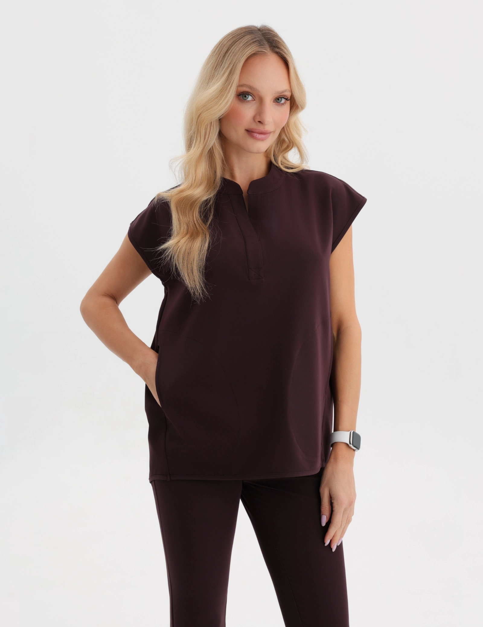 Medical Scrub Top Khloe - DARK CHOCOLATE