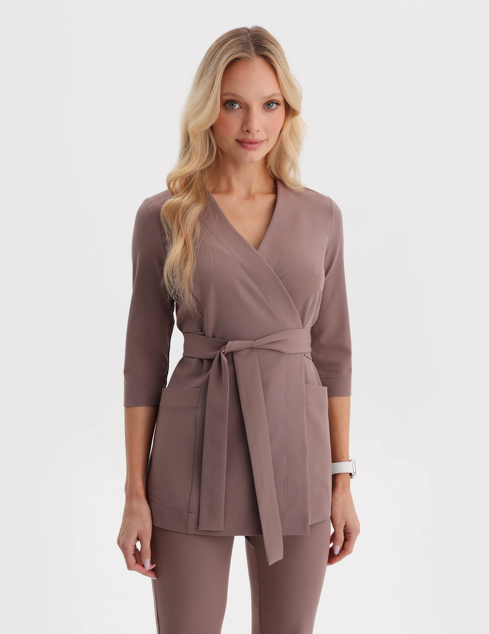 Medical Scrub Top Tie-Back Rosalie – MOCHA