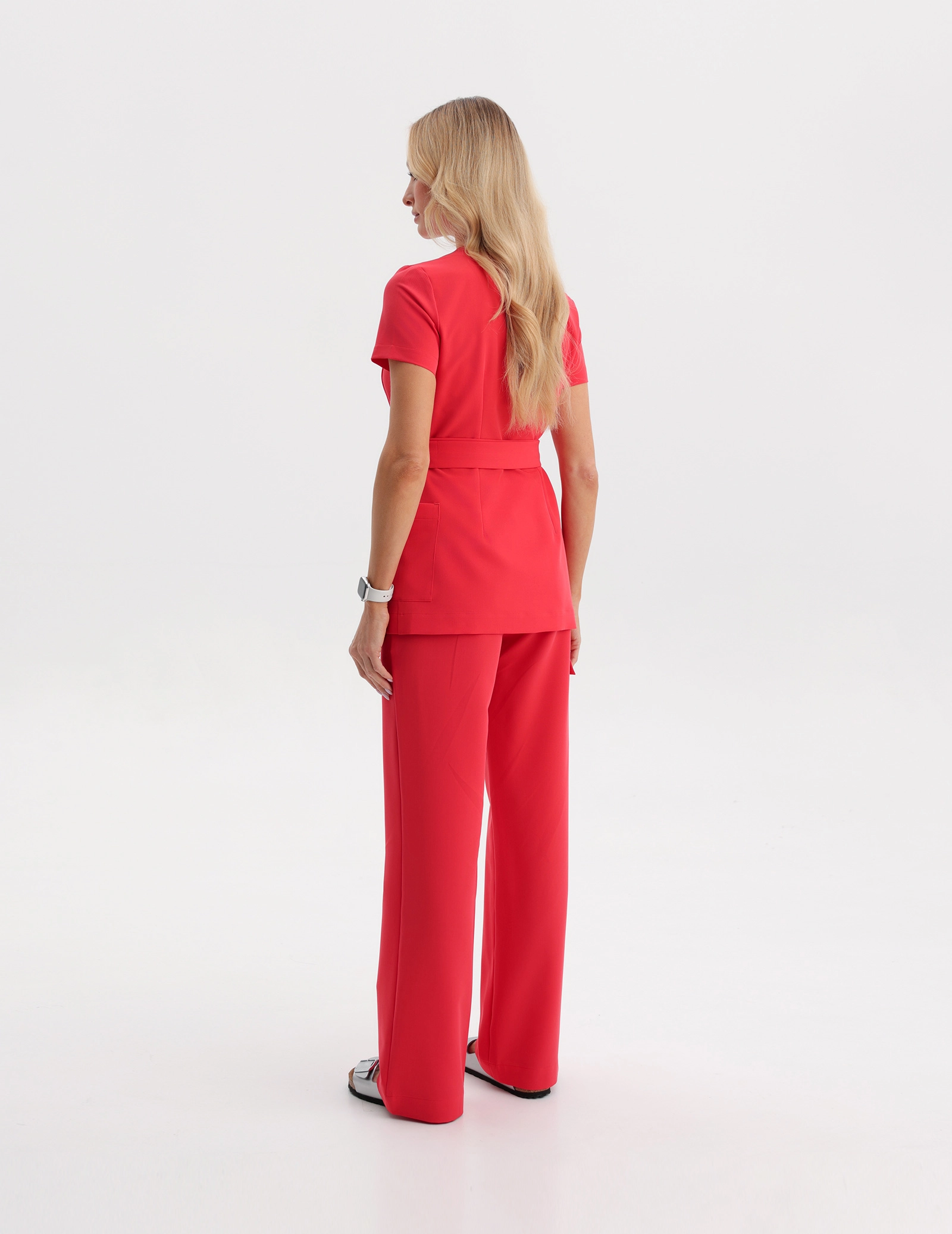 Medical Scrub Top Tie-Back Auri - POP RED