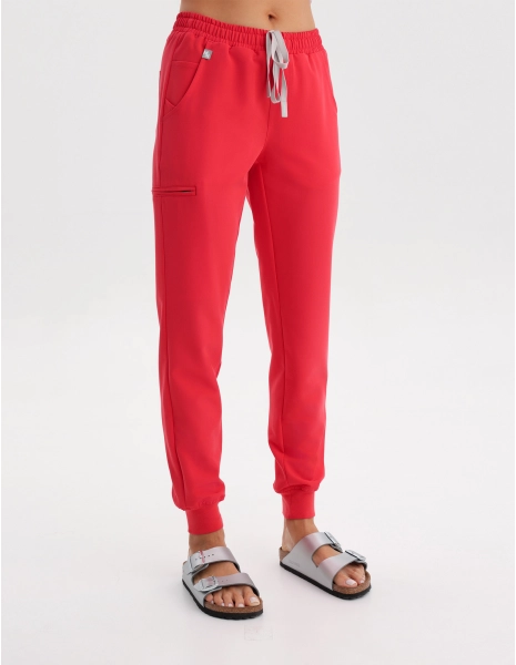 Women's Medical Scrub Joggers - POP RED