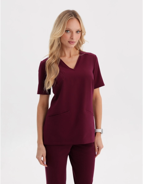 Medical Scrub Top Casy - BURGUNDY