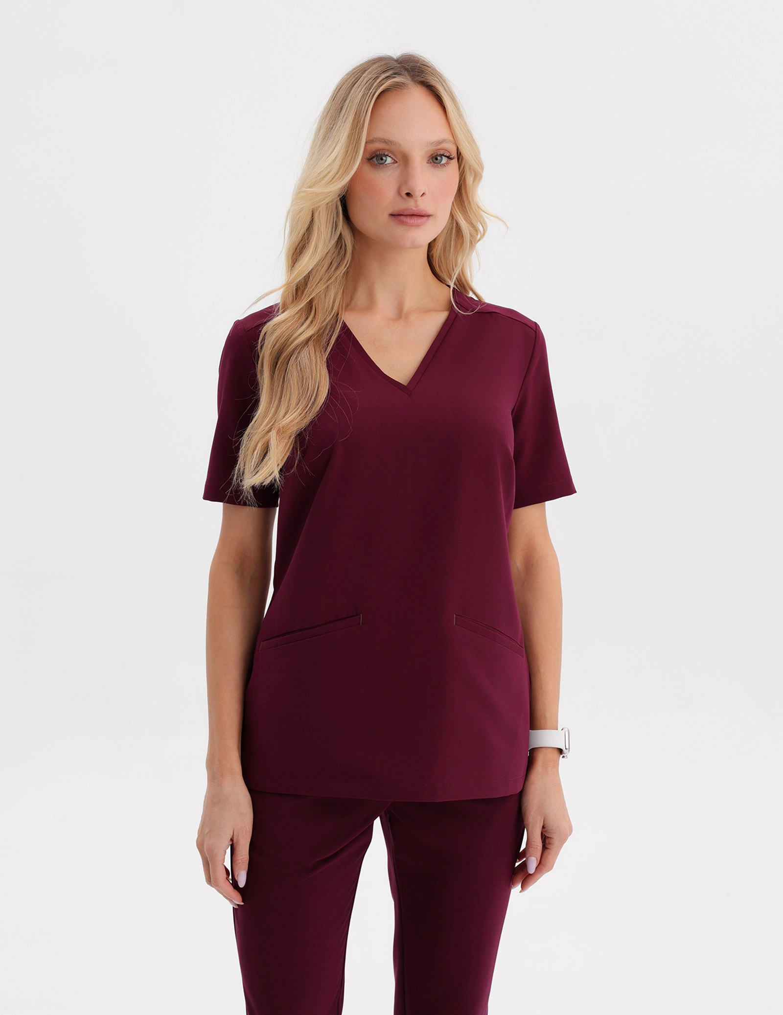 Medical Scrub Top Casy - BURGUNDY