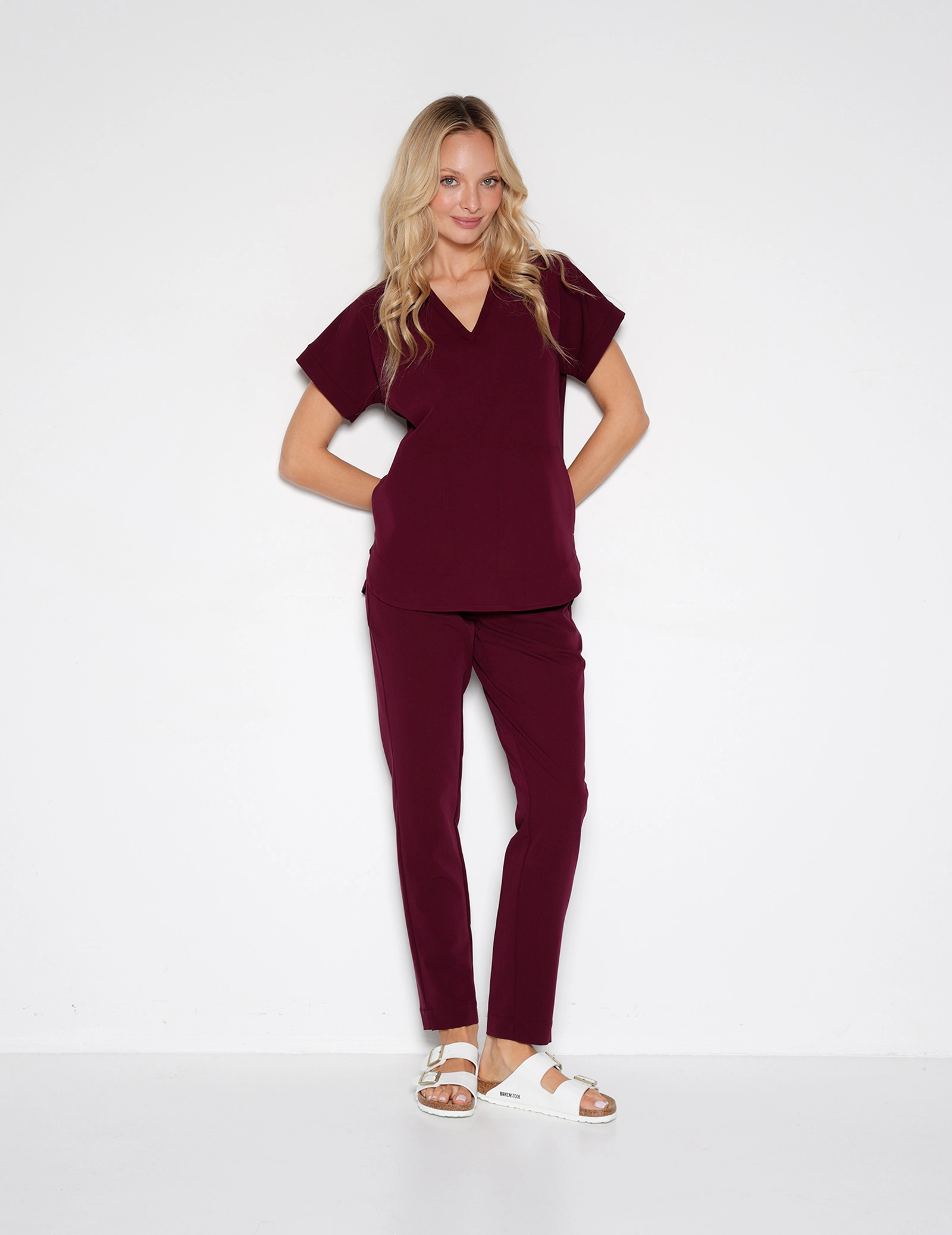Women's Basic Pants - BURGUNDY