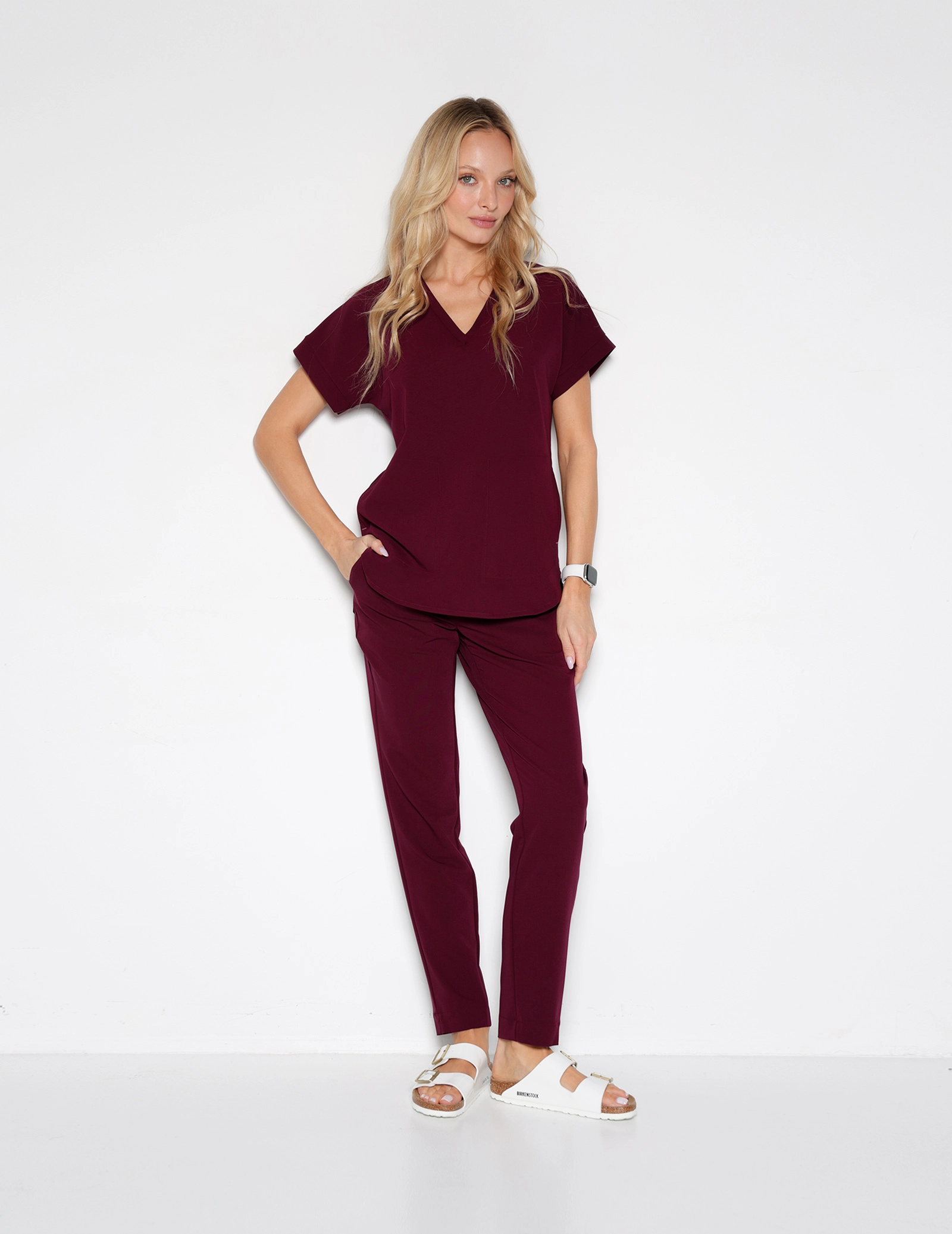 Women's Basic Pants - BURGUNDY