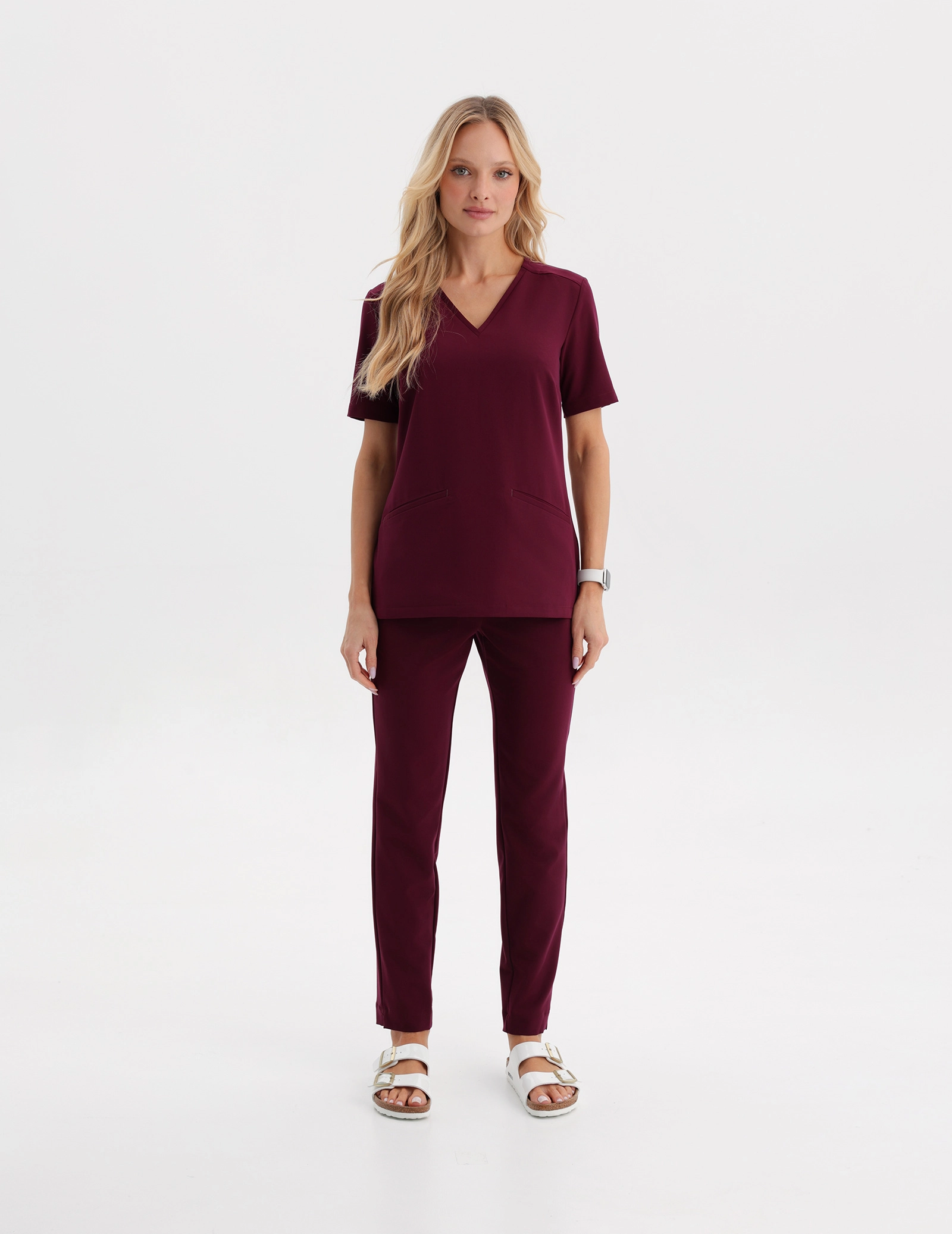 Women's Basic Pants - BURGUNDY