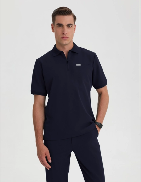 Men's Medical Polo Scrub Top - DARK NAVY