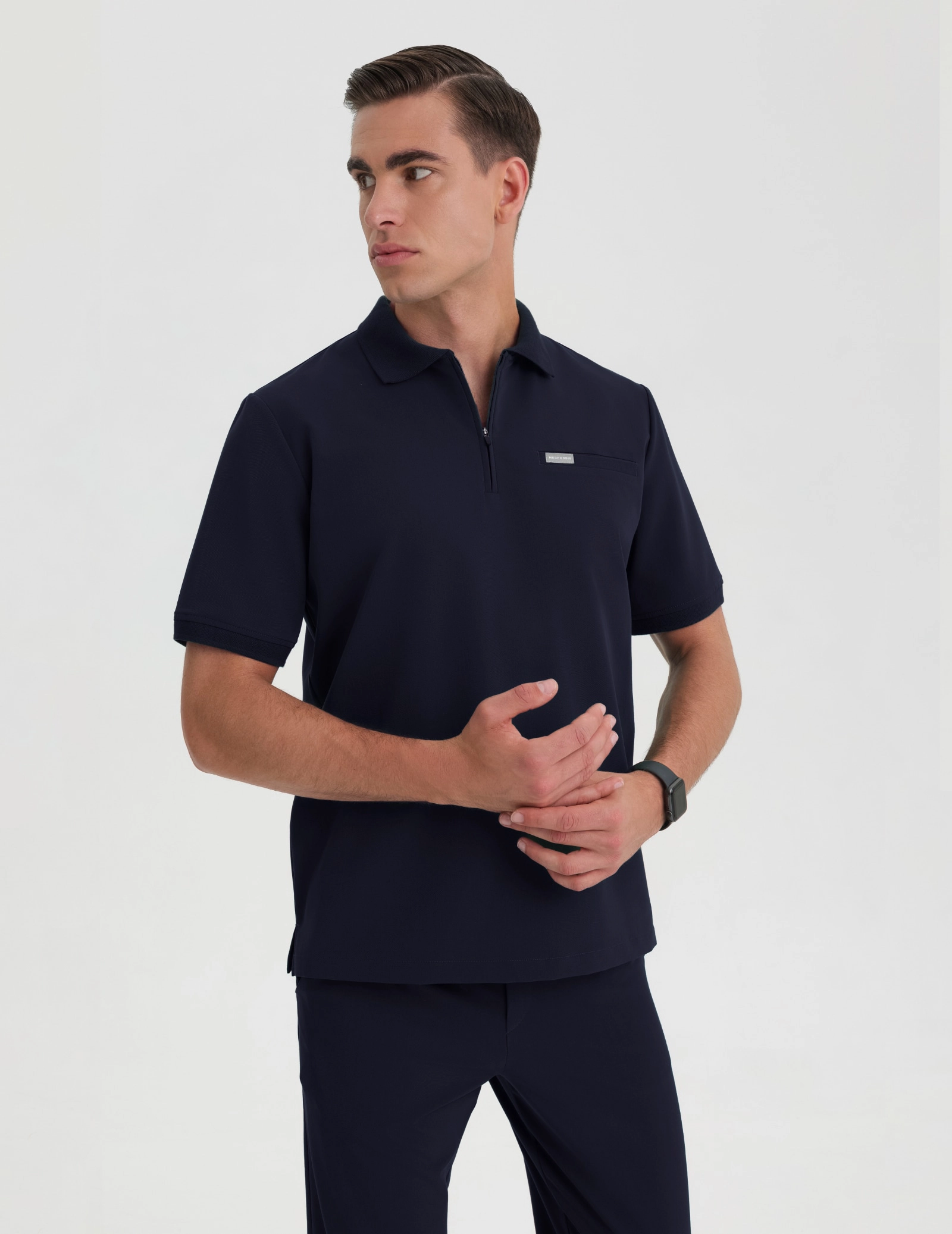 Men's Medical Polo Scrub Top - DARK NAVY