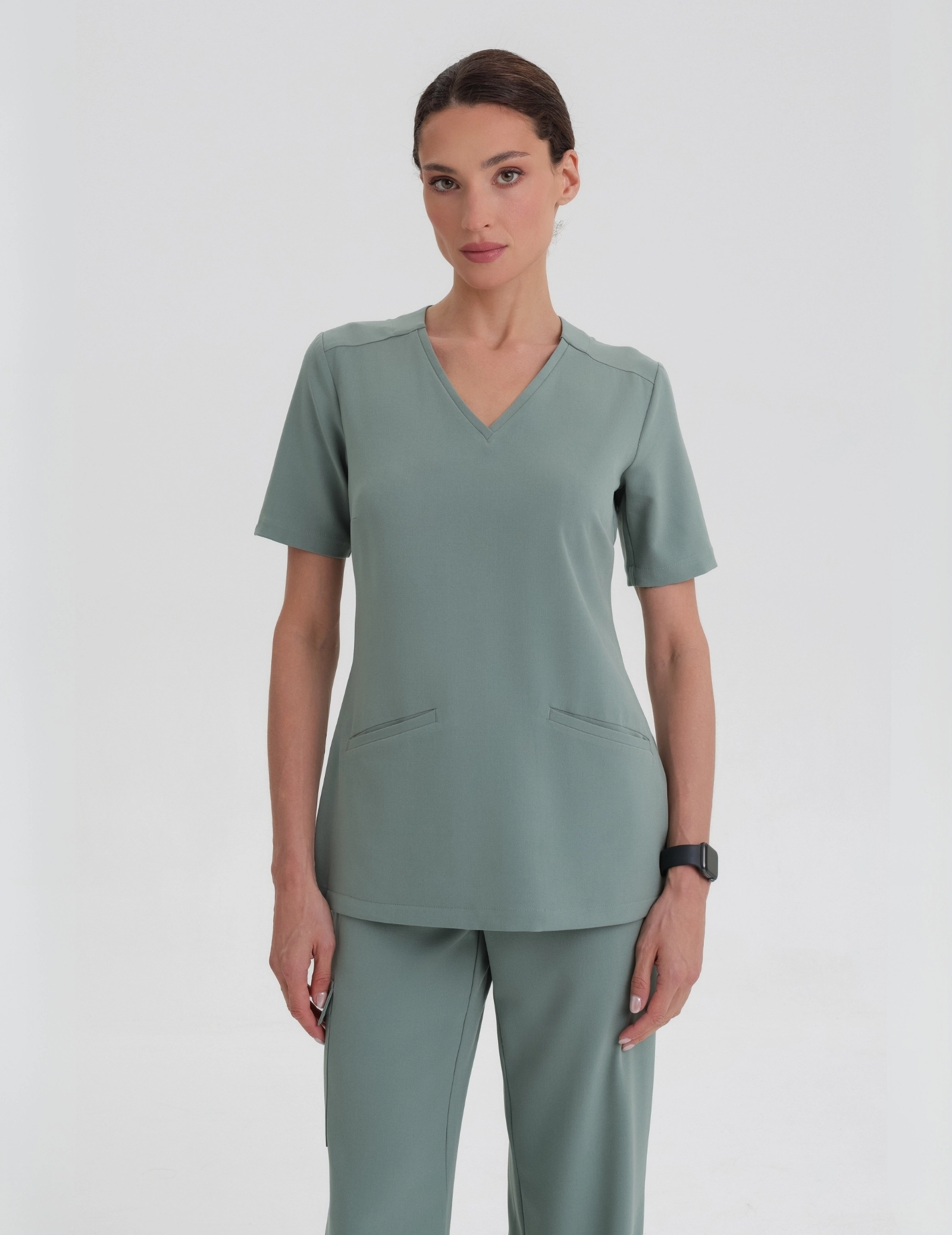 Medical Scrub Top Casy- DUSTY GREEN