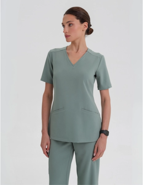Medical Scrub Top Casy- DUSTY GREEN