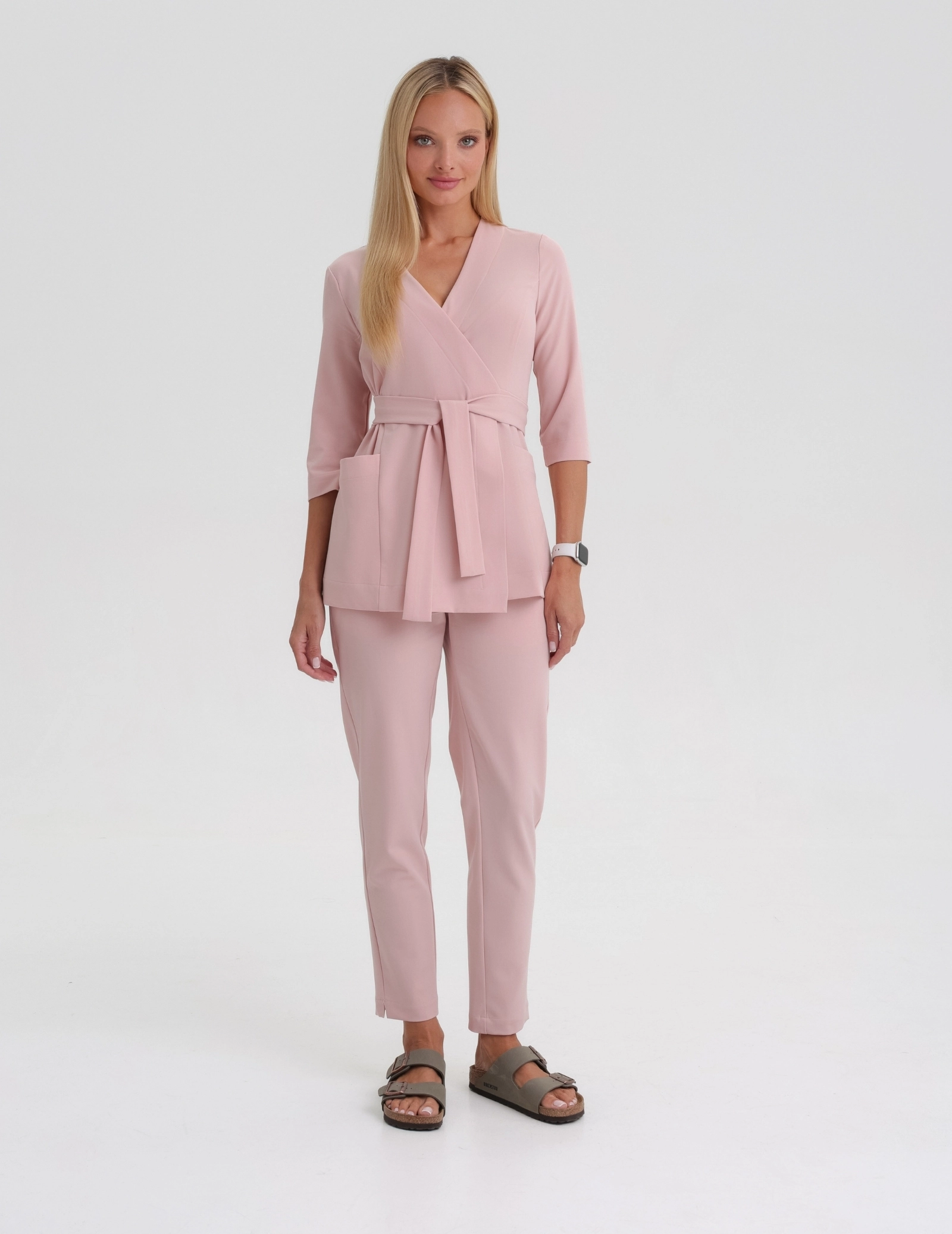 Rosalie Wrap Medical Top - DUSTY ROSE