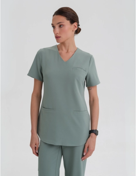 Medical Scrub Top Grace - DUSTY GREEN
