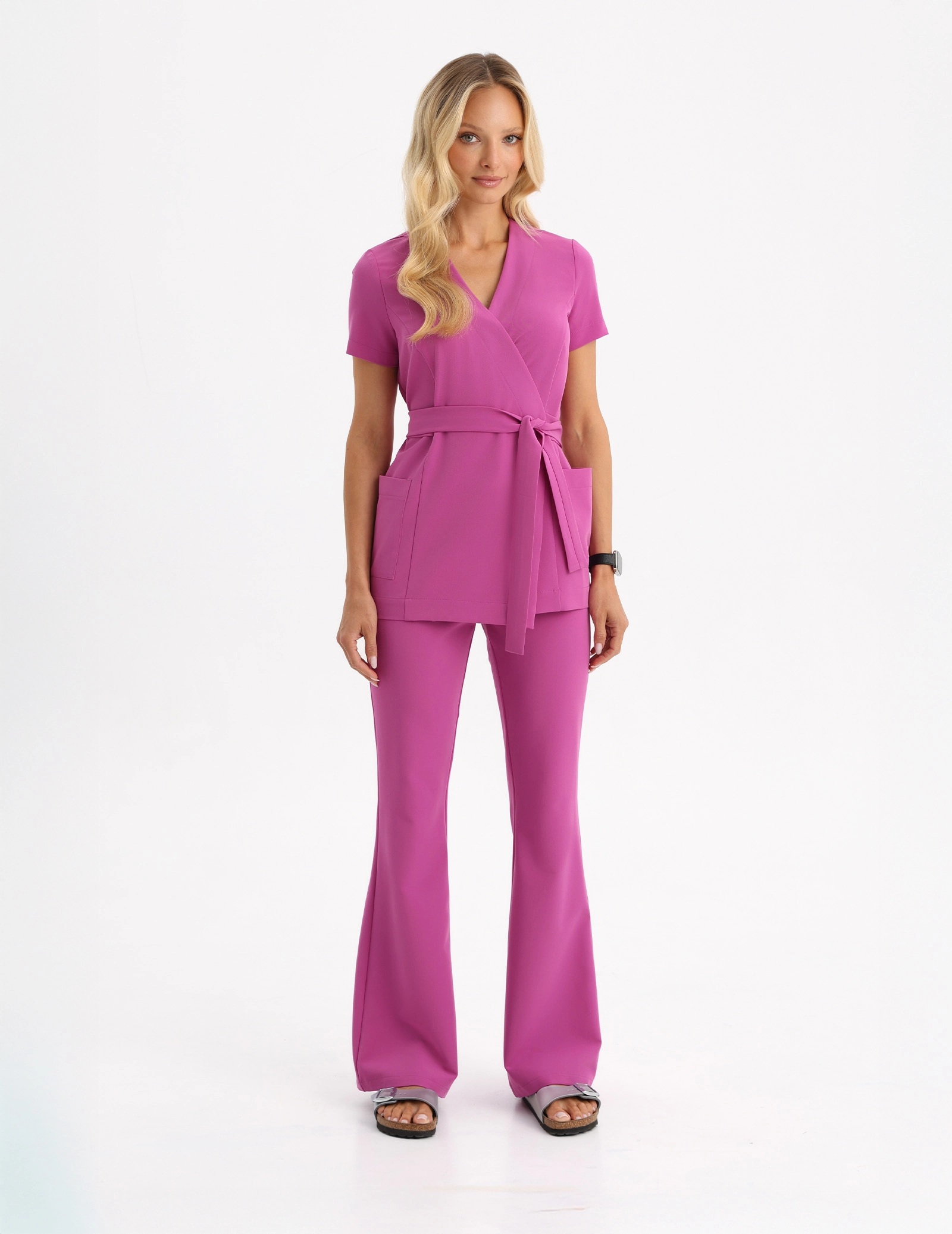 Women's Medical Scrub Pants Flare - ELECTRIC PINK