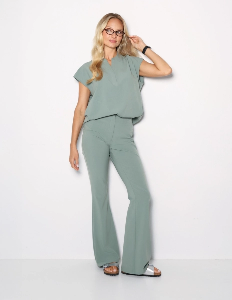 Women's Medical Scrub Pants Flare - DUSTY GREEN
