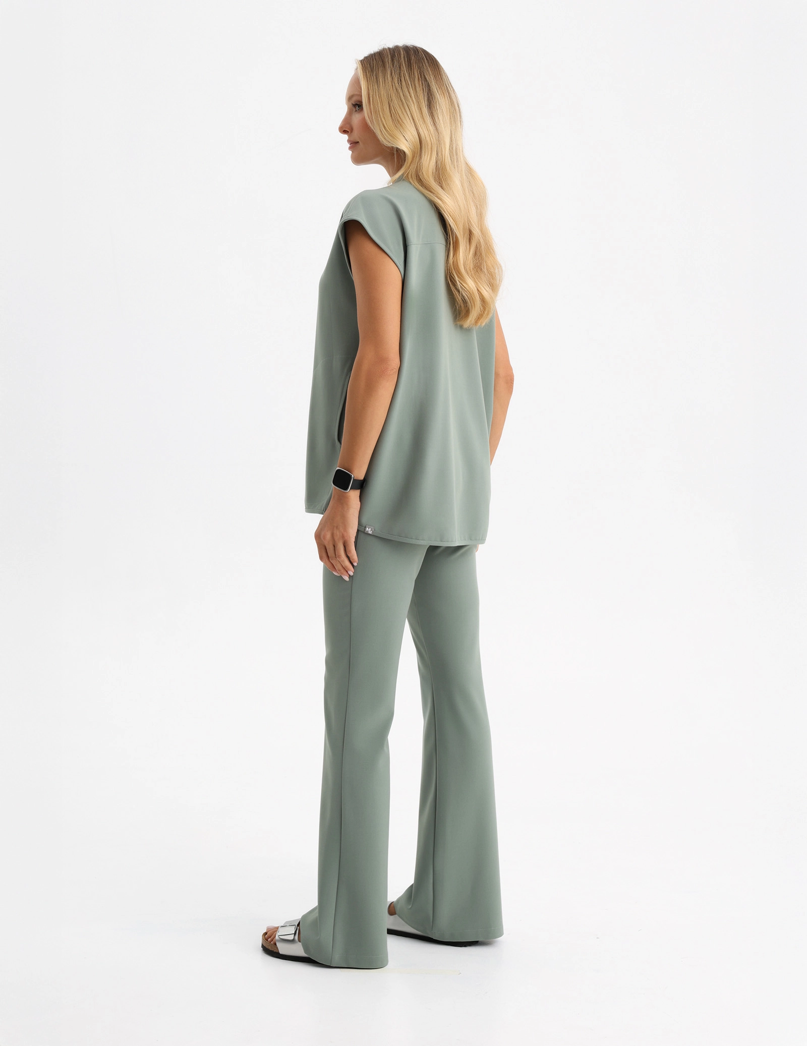 Women's Medical Scrub Pants Flare - DUSTY GREEN