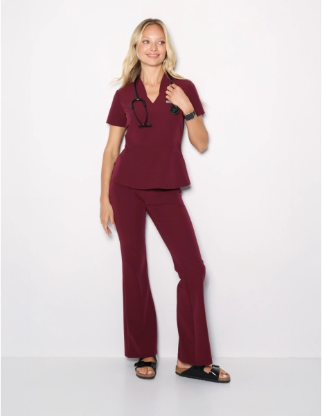 Women's Medical Scrub Pants Flare - BURGUNDY