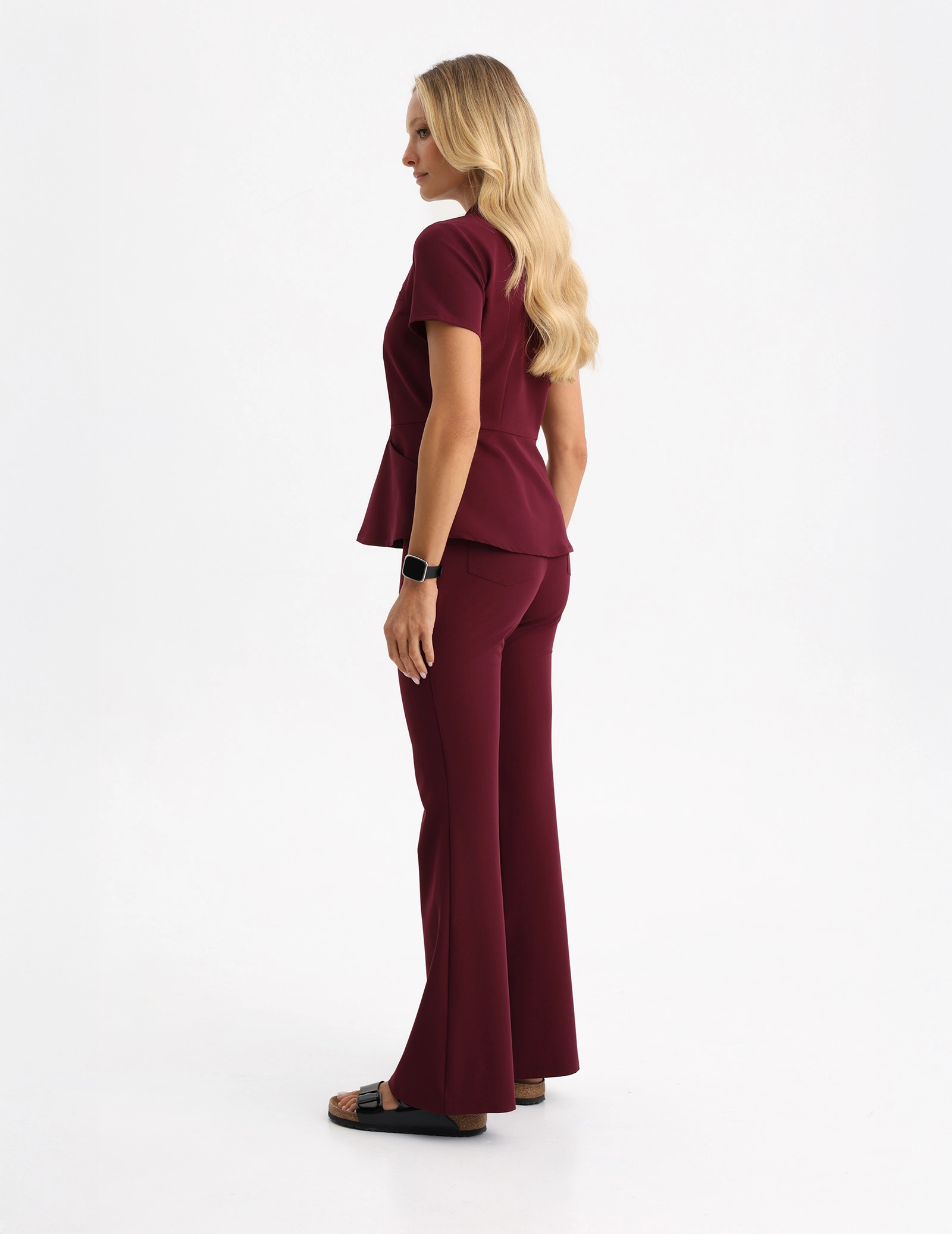 Women's Medical Scrub Pants Flare - BURGUNDY