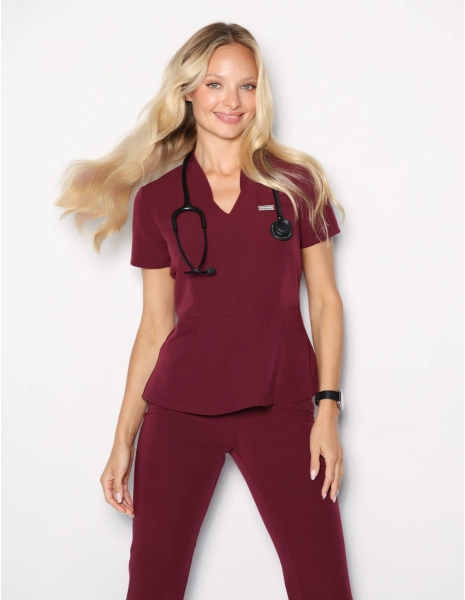 Medical Scrub Top Kori - BURGUNDY