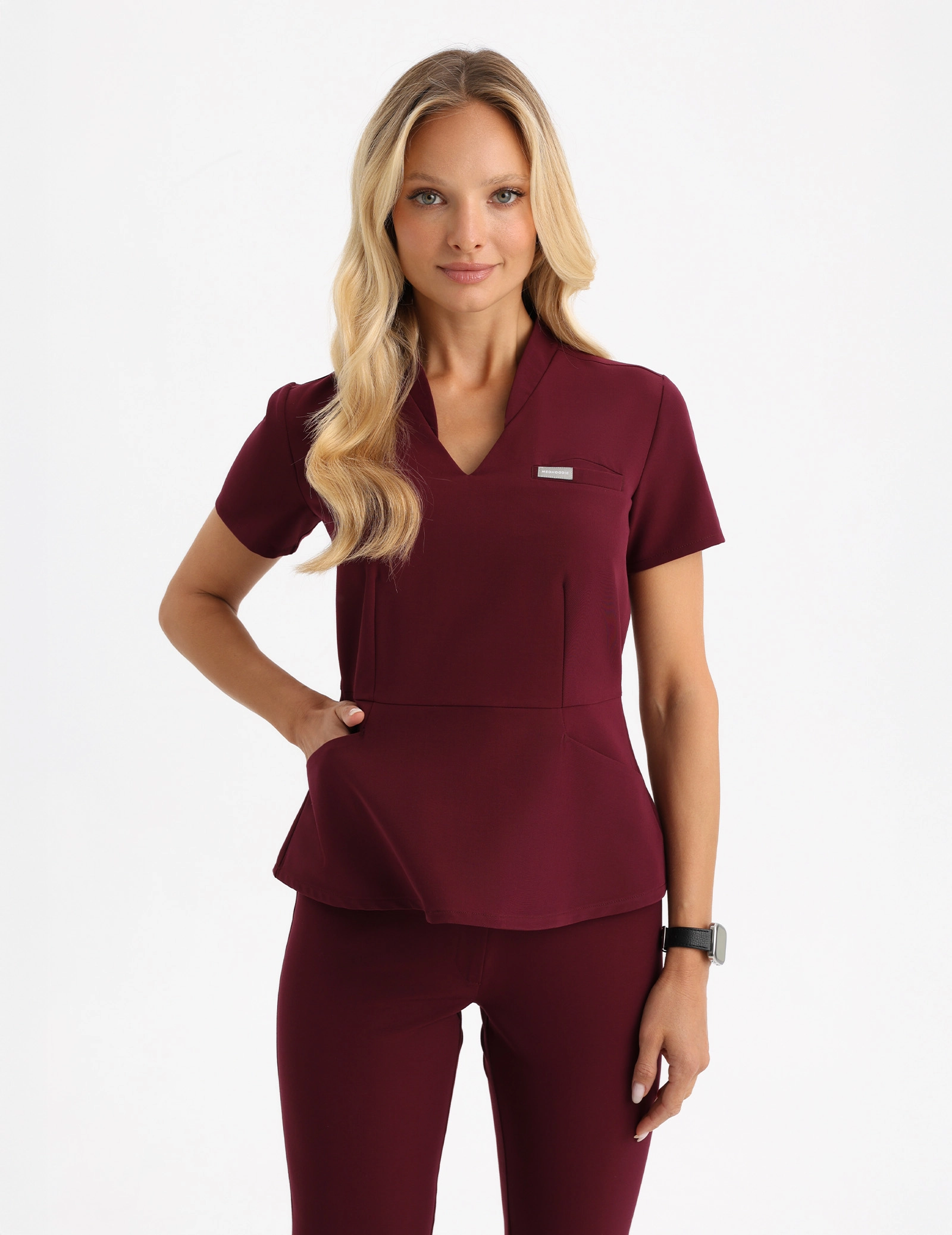 Medical Scrub Top Kori - BURGUNDY