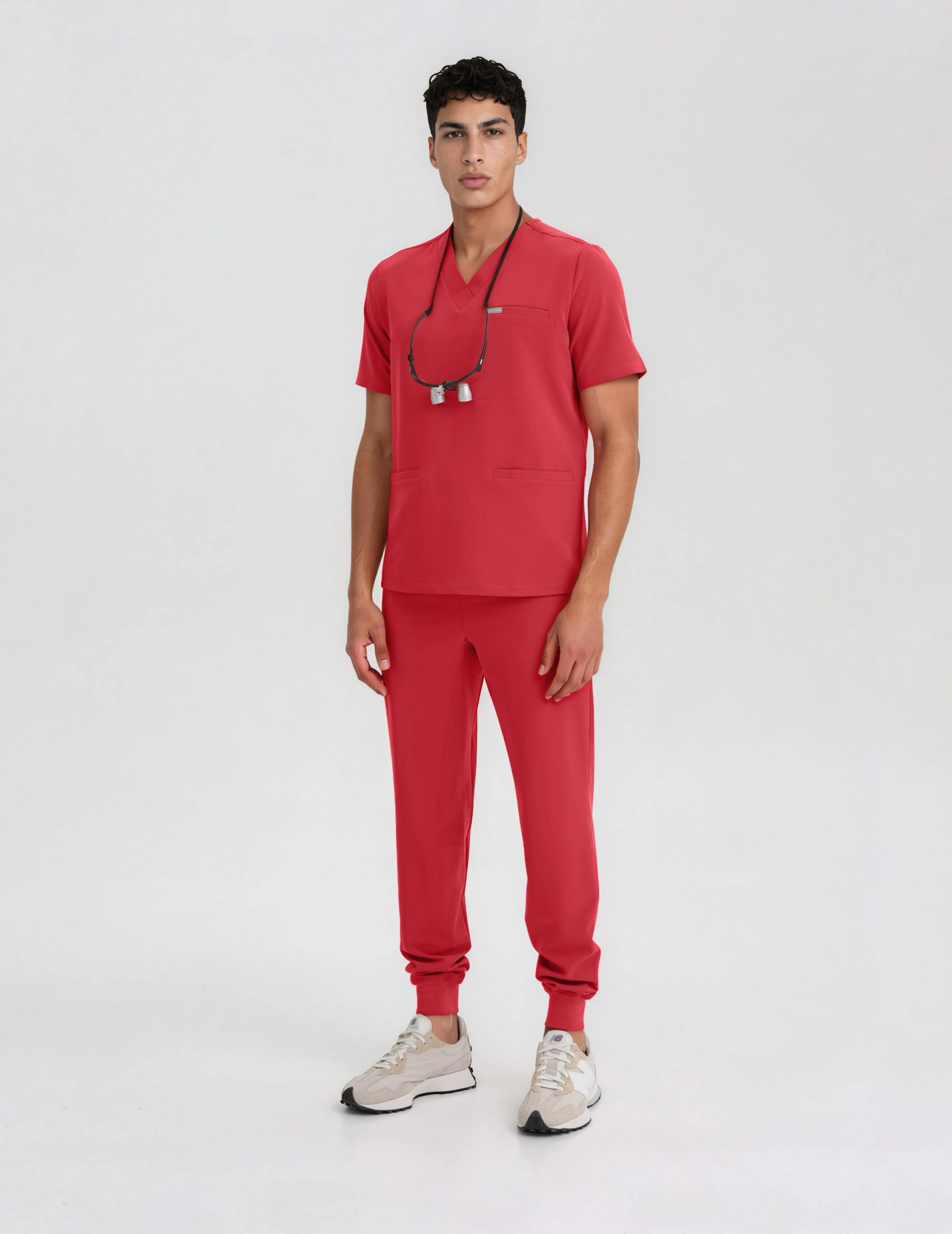 Men's Medical Scrub Joggers - POP RED