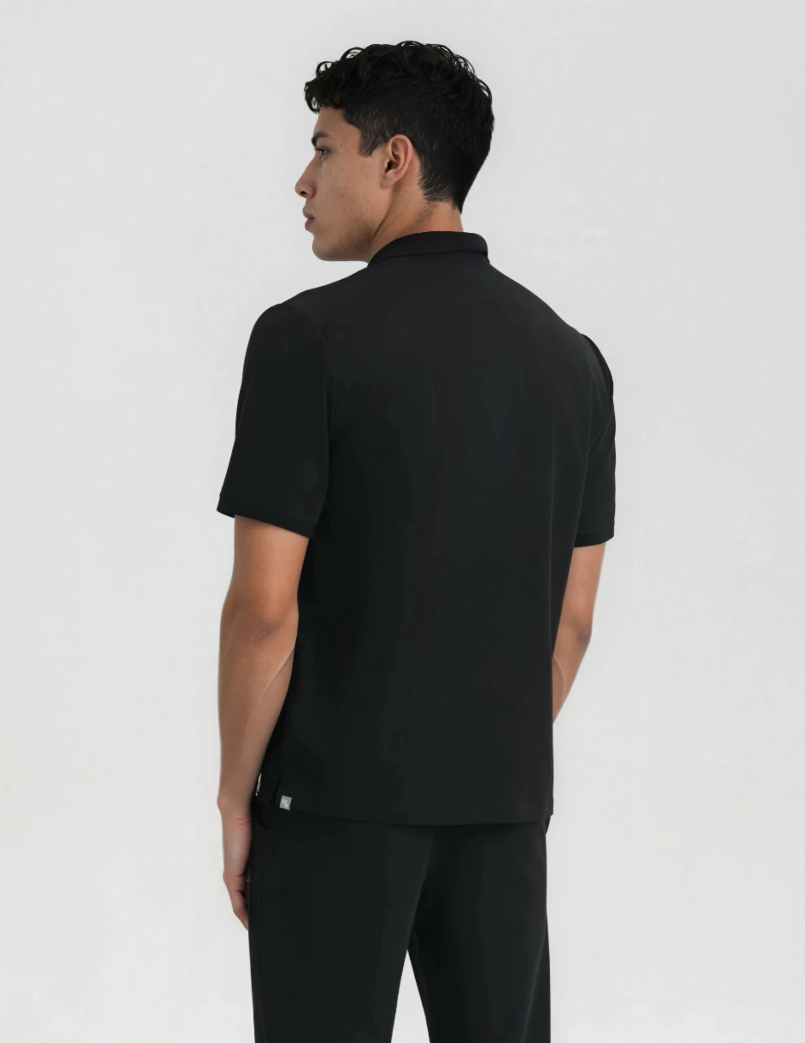 Men's Medical Polo Scrub Top - BLACK
