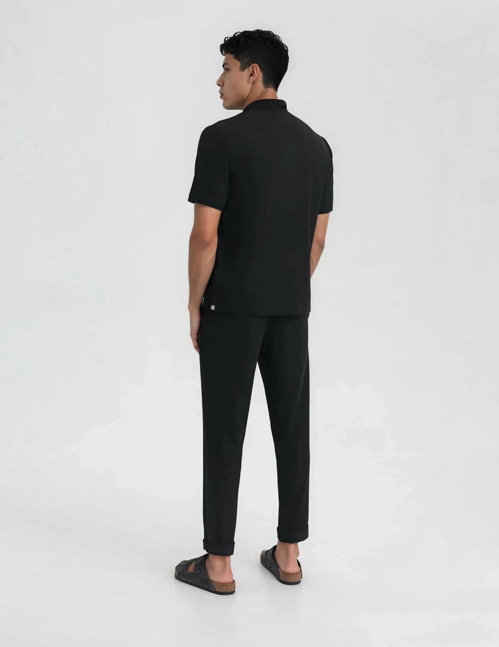 Men's Medical Polo Scrub Top - BLACK