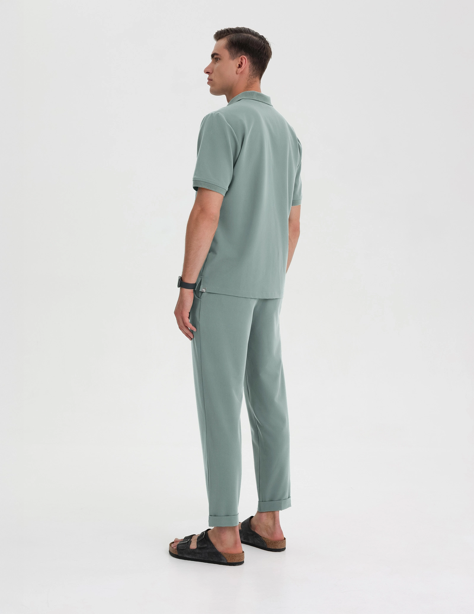 Men's Medical Polo Scrub Top - DUSTY GREEN