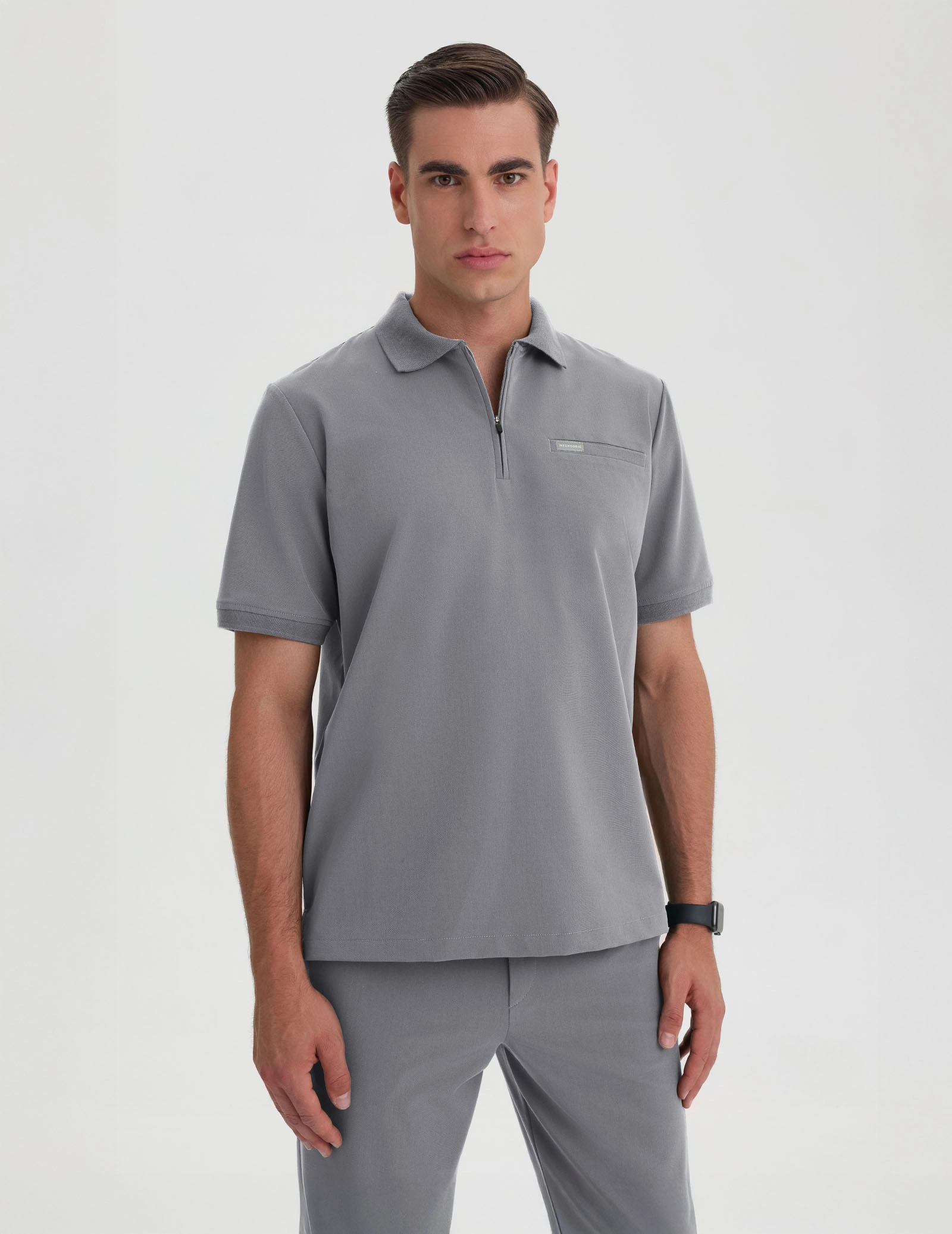 Men's Medical Polo Scrub Top - SHARK GRAY