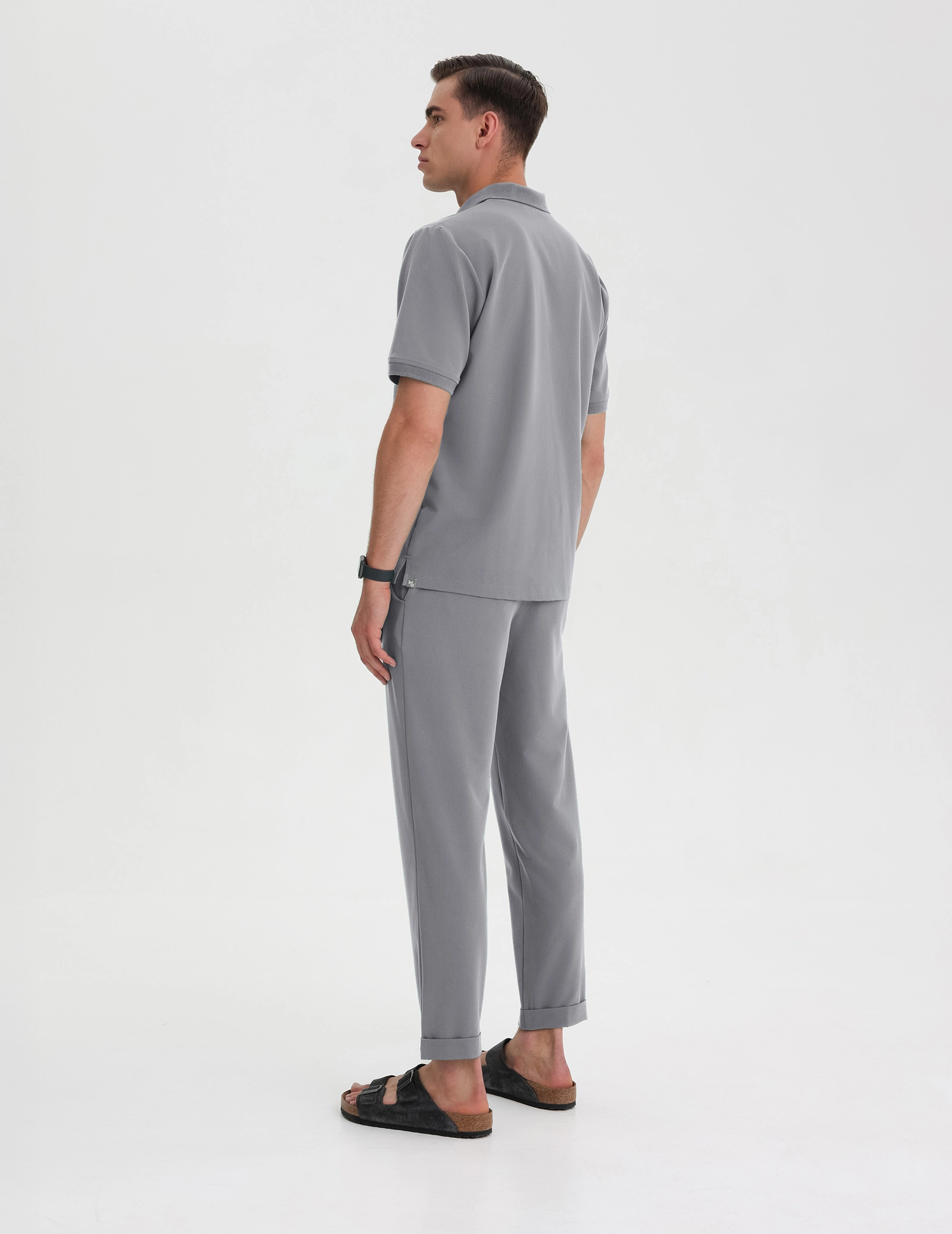 Men's Medical Polo Scrub Top - SHARK GRAY
