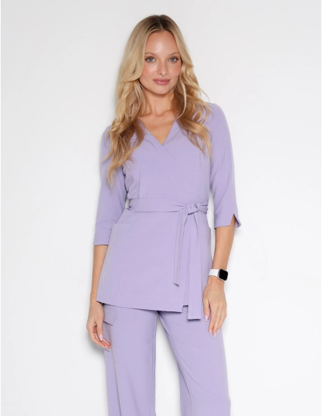 Rosalie tied scrub top - PURPLE HEATHER
