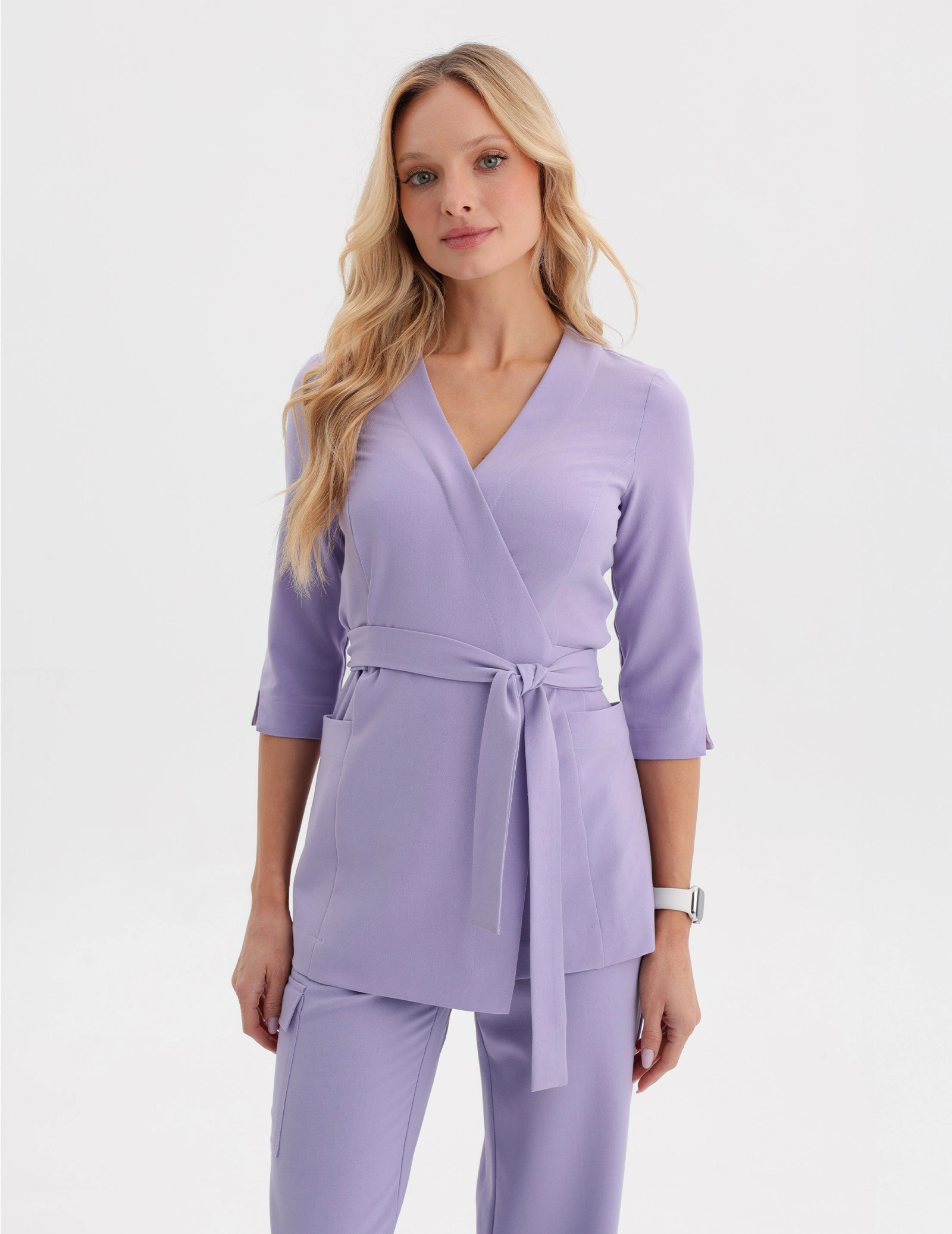 Rosalie tied scrub top - PURPLE HEATHER
