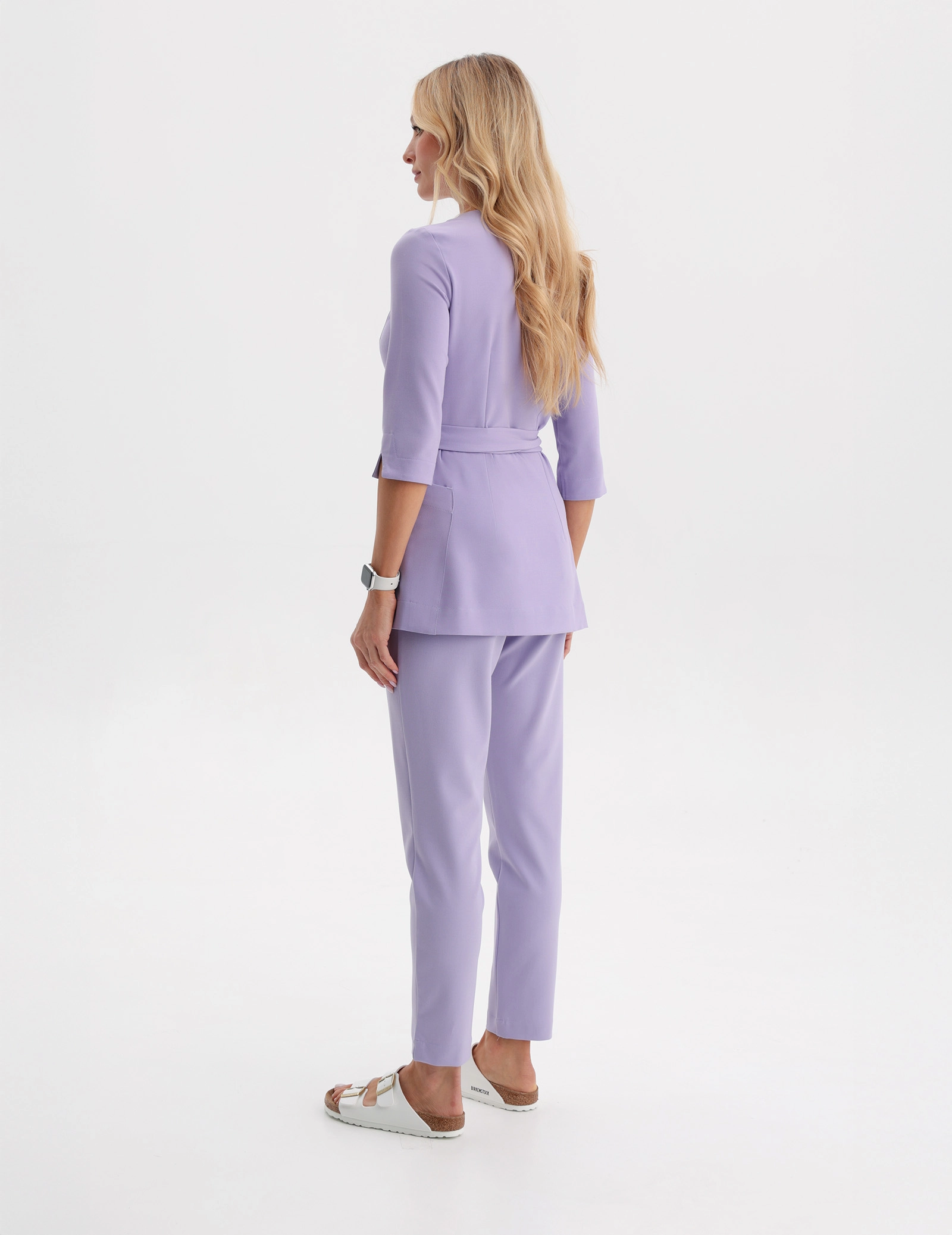 Rosalie tied scrub top - PURPLE HEATHER
