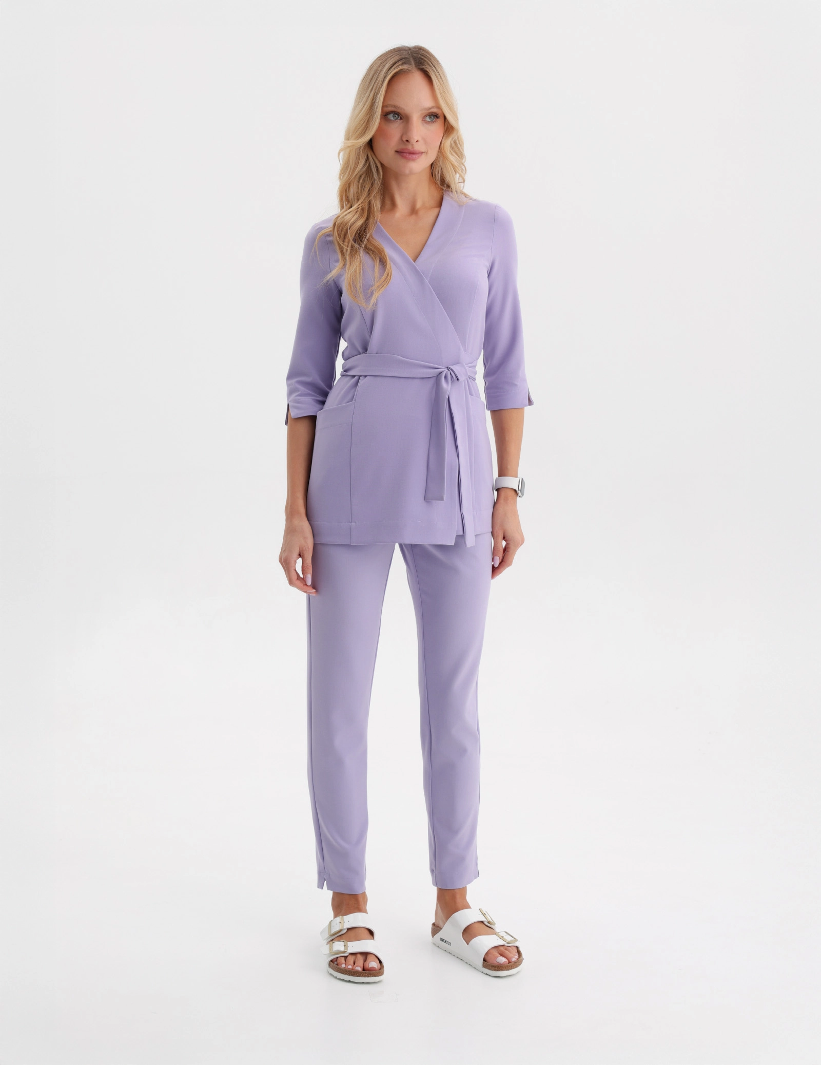 Rosalie tied scrub top - PURPLE HEATHER