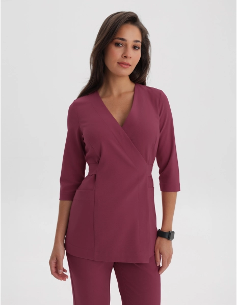 Rosalie tied scrub top - MULLED WINE