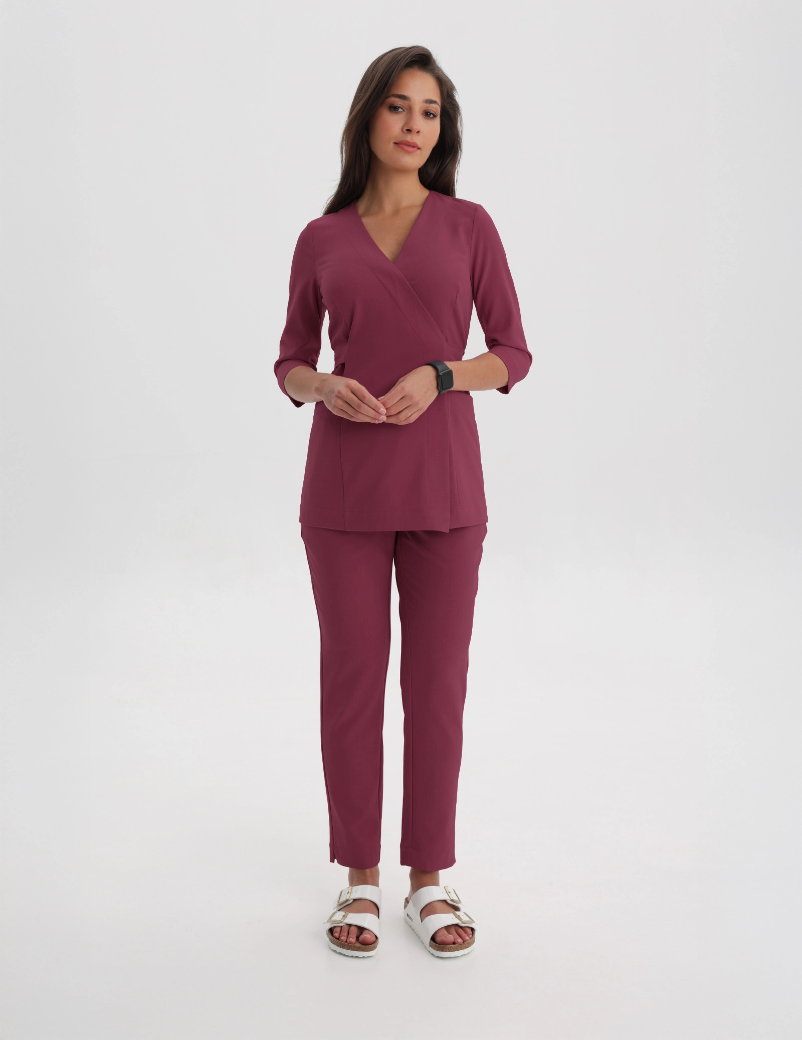 Rosalie tied scrub top - MULLED WINE
