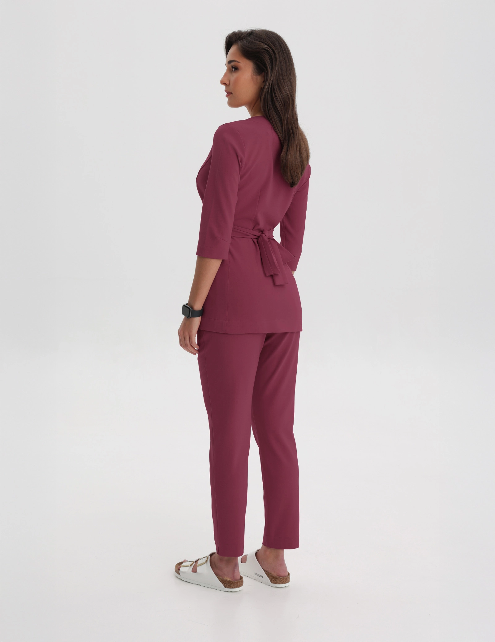 Rosalie tied scrub top - MULLED WINE