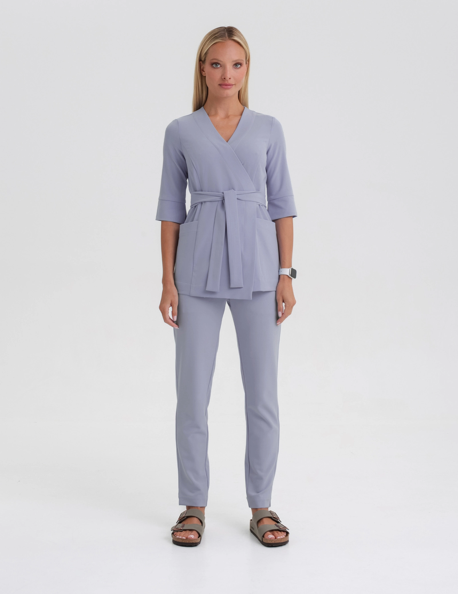 Rosalie tied medical Blouse - MILKY LAVENDER