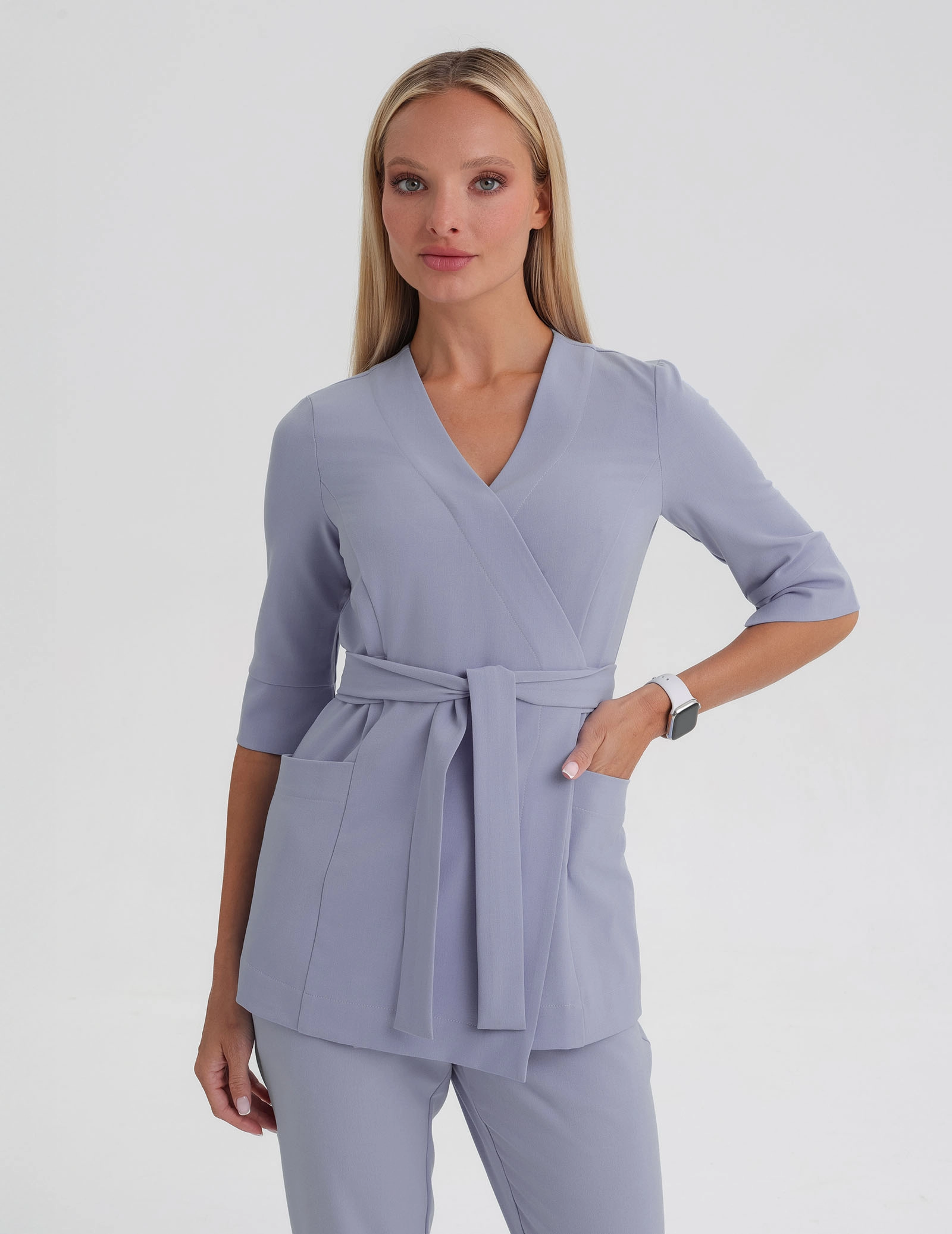 Rosalie tied medical Blouse - MILKY LAVENDER
