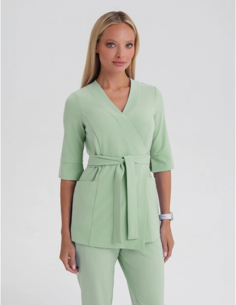 Rosalie tied scrub top - MATCHA LATTE