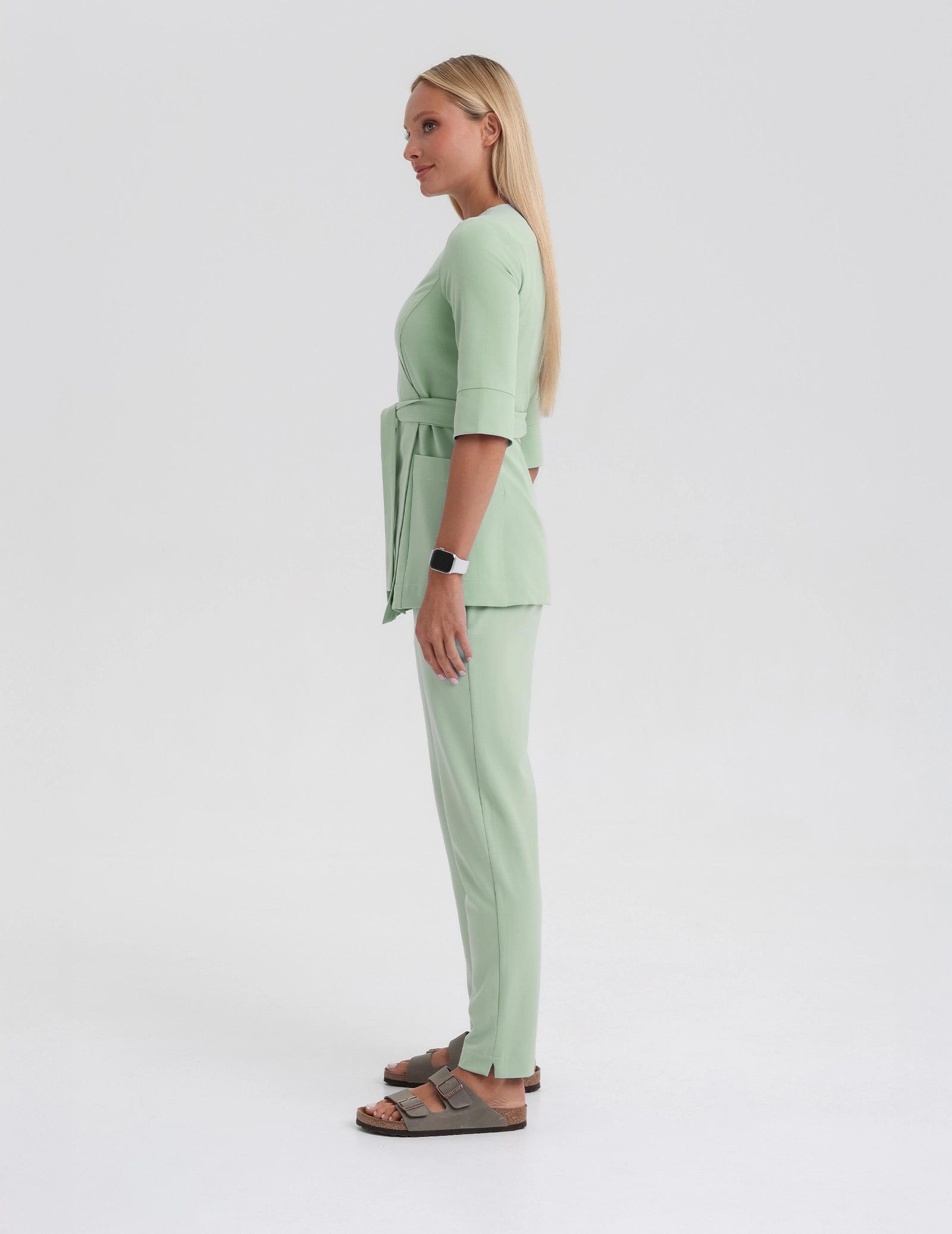 Rosalie tied scrub top - MATCHA LATTE