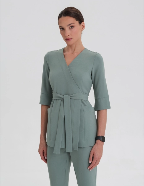 Rosalie tied medical Blouse - DUSTY GREEN