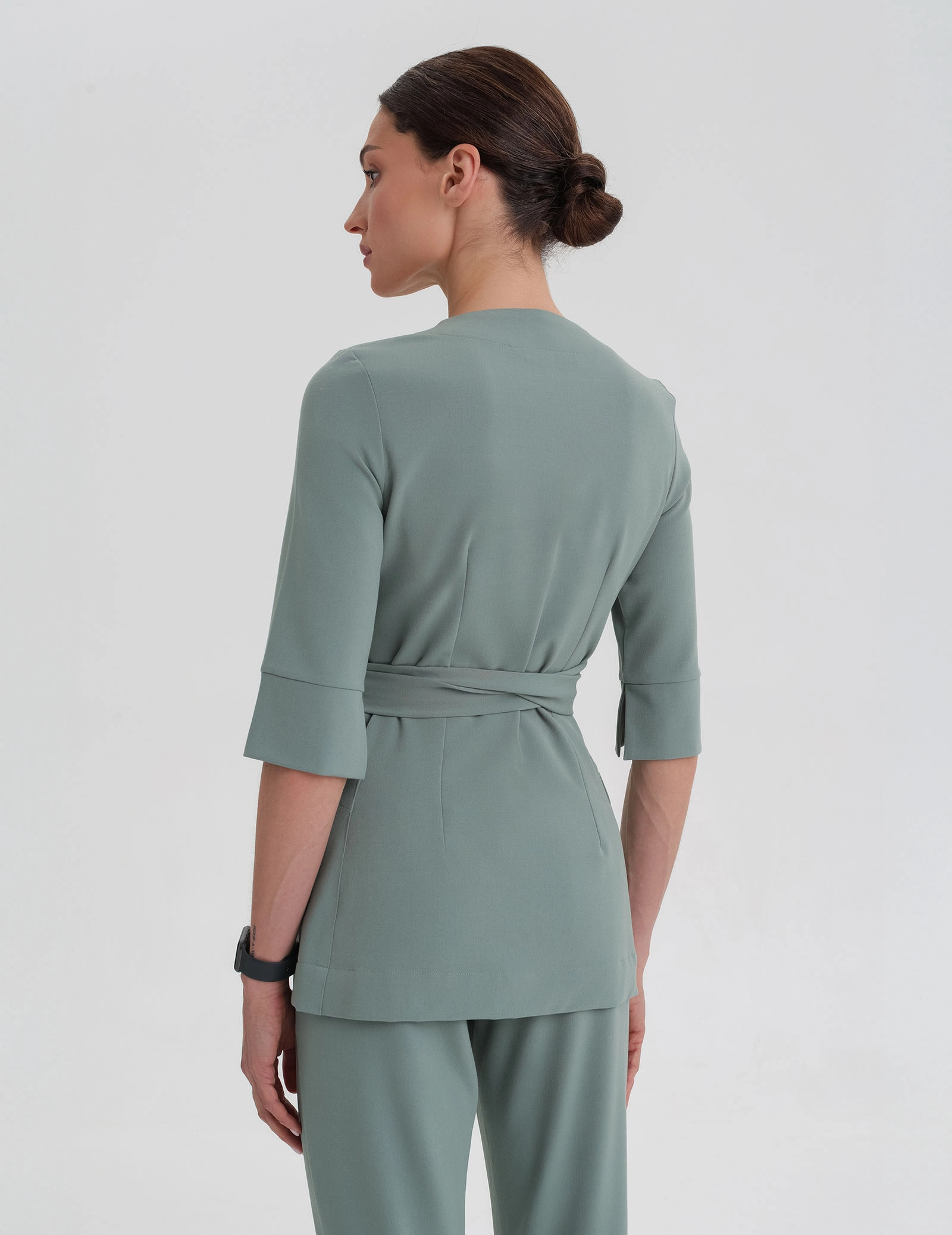 Rosalie tied medical Blouse - DUSTY GREEN