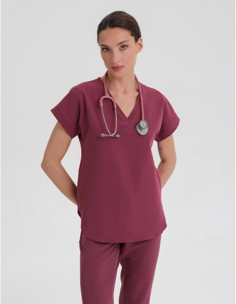Kendall Scrub Top - MULLED WINE
